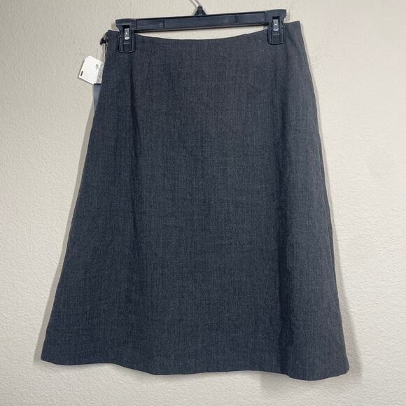 Piazza Sempione 38/XS Wool Blend A-Line Midi Skirt Gray Flared Side Zip Italy - Picture 4 of 9